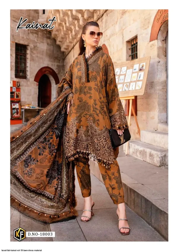 Keval Kainat Vol 18 Heavy Luxury Lawn Collection Dress Material - Image 2