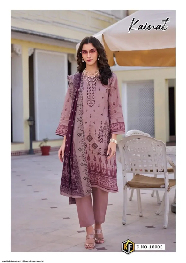 Keval Kainat Vol 18 Heavy Luxury Lawn Collection Dress Material - Image 3