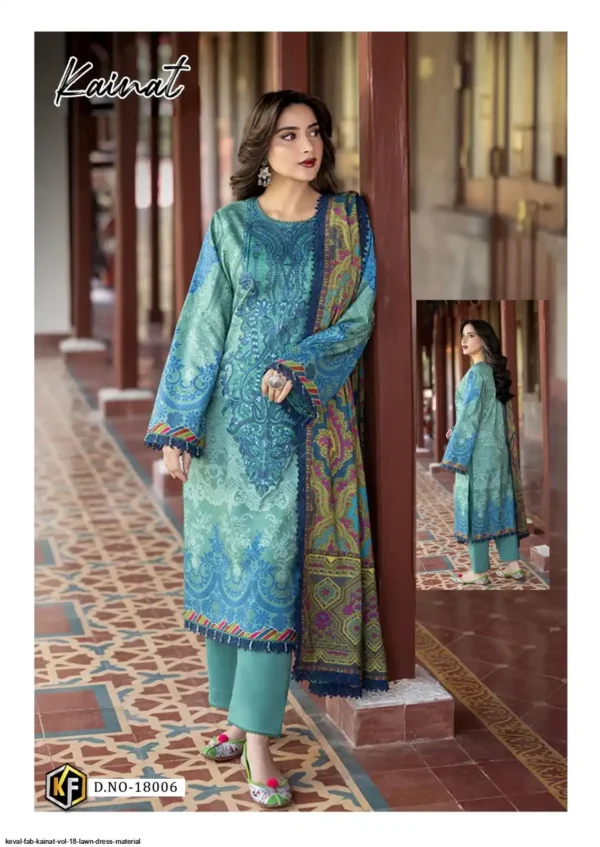 Keval Kainat Vol 18 Heavy Luxury Lawn Collection Dress Material - Image 4