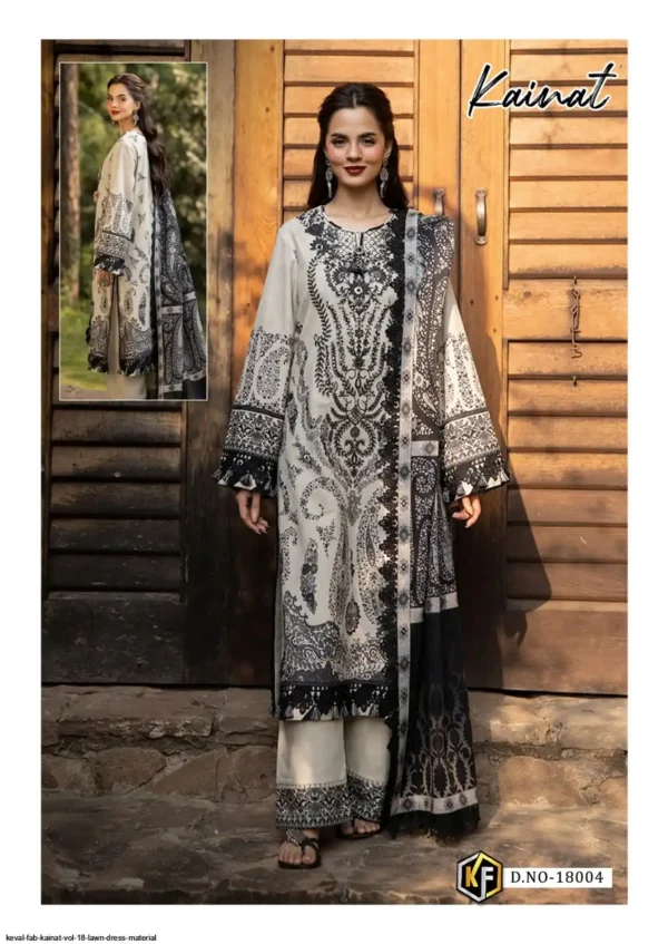 Keval Kainat Vol 18 Heavy Luxury Lawn Collection Dress Material - Image 6