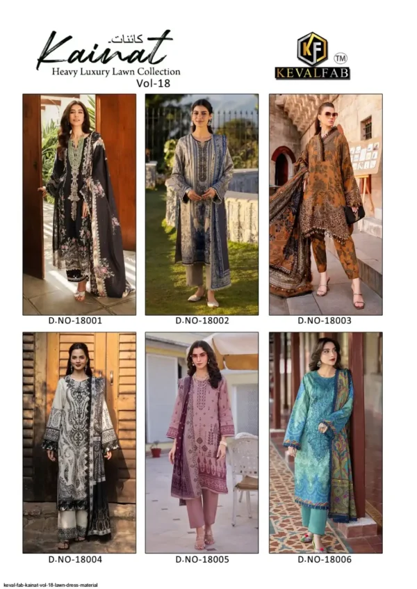 Keval Kainat Vol 18 Heavy Luxury Lawn Collection Dress Material - Image 8