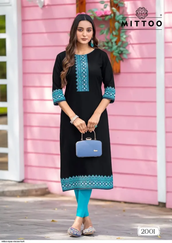 Mittoo Siyaa Viscose Weving Casual Wear Kurti Collection - Image 5