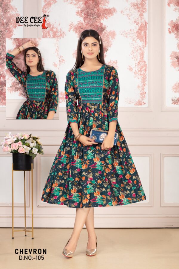 Deecee Chevron Printed Chanderi Embroidered Kurtis Collection - Image 6