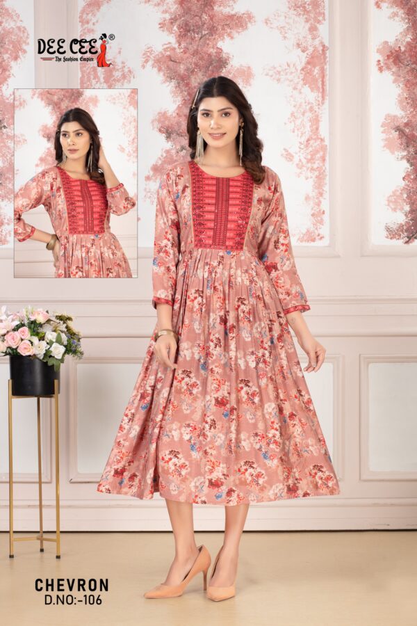 Deecee Chevron Printed Chanderi Embroidered Kurtis Collection - Image 2