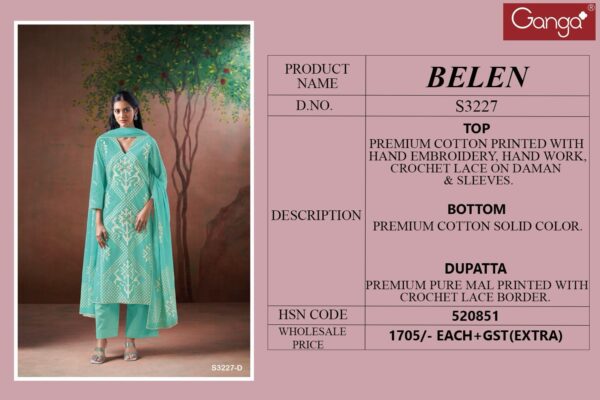 Ganga Belen Cotton Printed Embroidered Salwar Suit Collection - Image 3