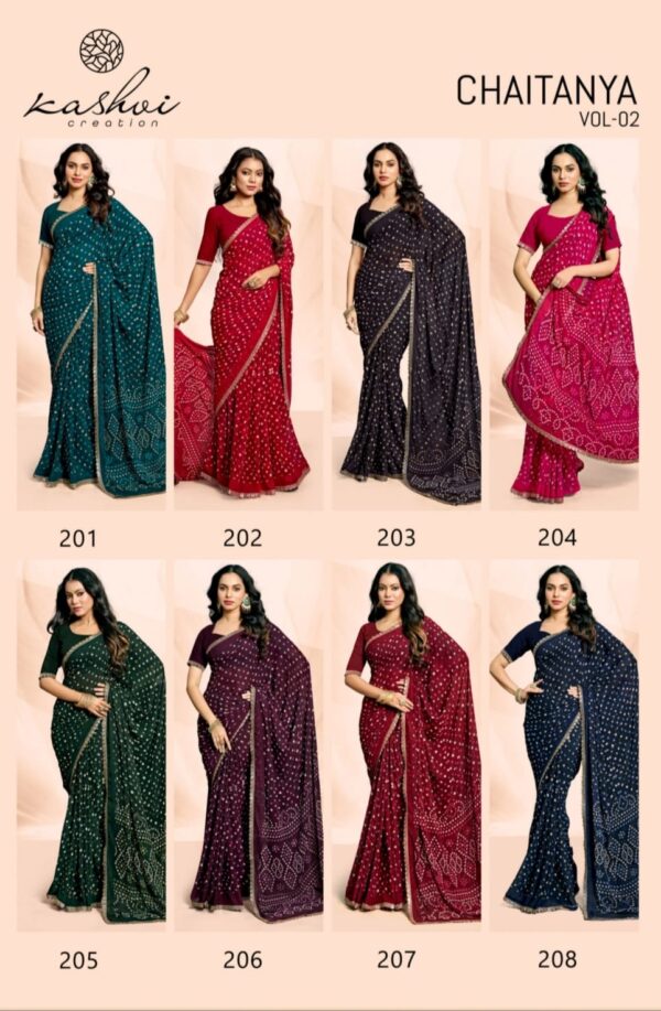 Kashvi Chaitanya Vol 2 Bandhej Weightless Fancy Saree Collection - Image 6