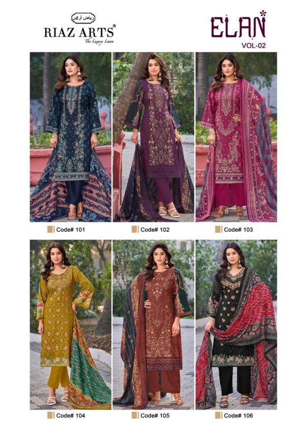 Riaz Arts Elan Vol 2 Lawn Cotton Printed Dress Material Collection - Image 8