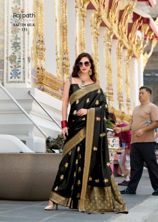 Rajpath White Rose Satin Silk Fancy Saree Collection - Image 5