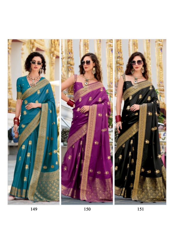 Rajpath White Rose Satin Silk Fancy Saree Collection - Image 8