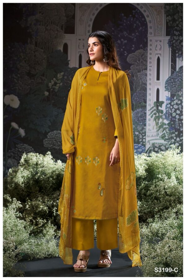 Ganga Fiza Cotton Satin Solid Embroidered Salwar Suit Collection - Image 2