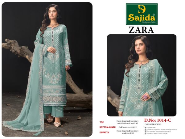 Sajida Zara Organza Pakistani Salwar Kameez Collection - Image 4