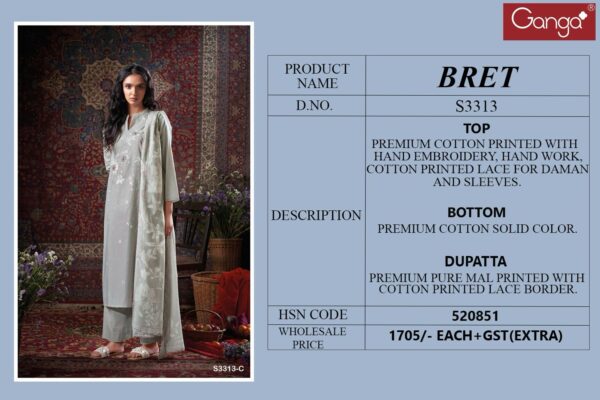 Ganga Bret Cotton Printed Embroidered Salwar Suit Collection - Image 2