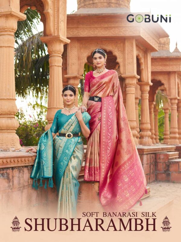 Gobuni Shubharambh Soft Banarasi Silk Traditional Wear Sarees