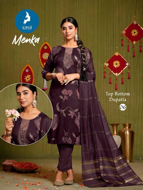 Kaya Menka Two Tone Capsule Printed With Foil Kurti Pant With Dupatta - Image 3