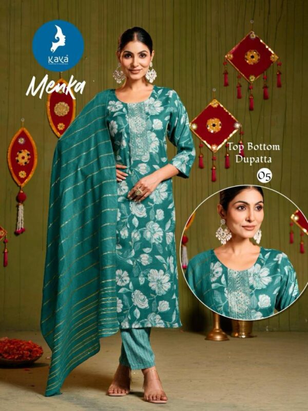 Kaya Menka Two Tone Capsule Printed With Foil Kurti Pant With Dupatta - Image 5