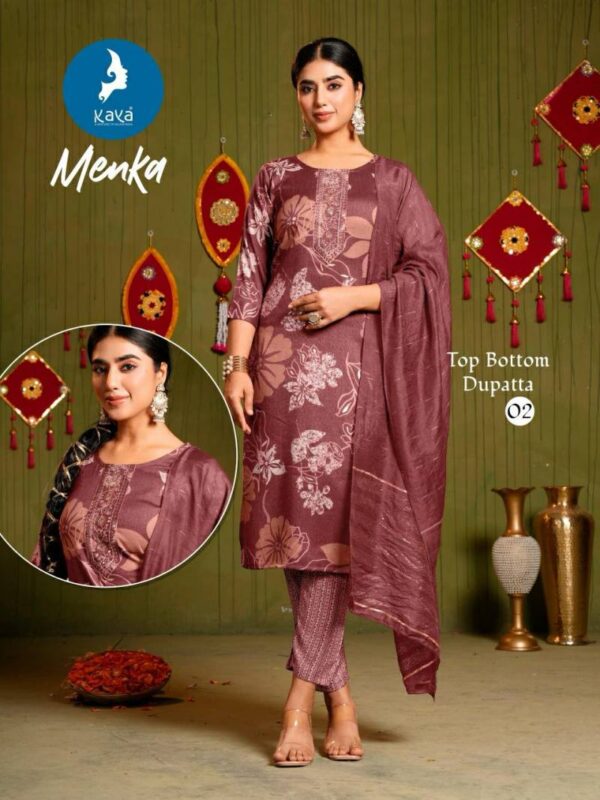 Kaya Menka Two Tone Capsule Printed With Foil Kurti Pant With Dupatta - Image 6