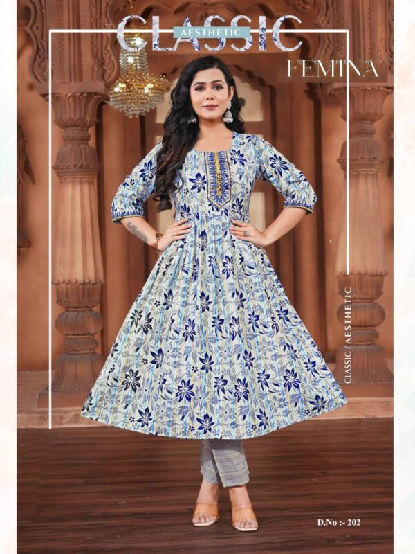 Dee Pee Femina Printed Cotton Kurti With Bottom Collection - Image 4