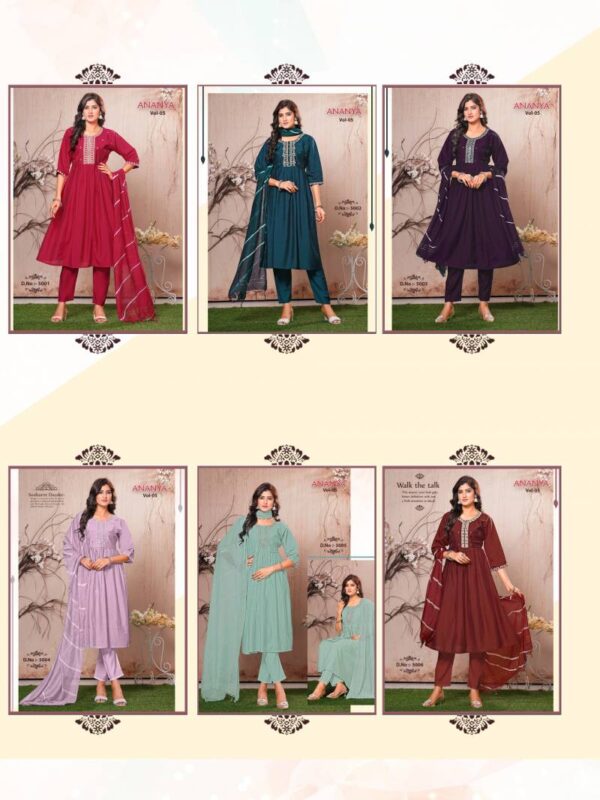 Dee Pee Ananya Vol 5 Silk Embroidered Kurti Bottom With Dupatta Collection - Image 8