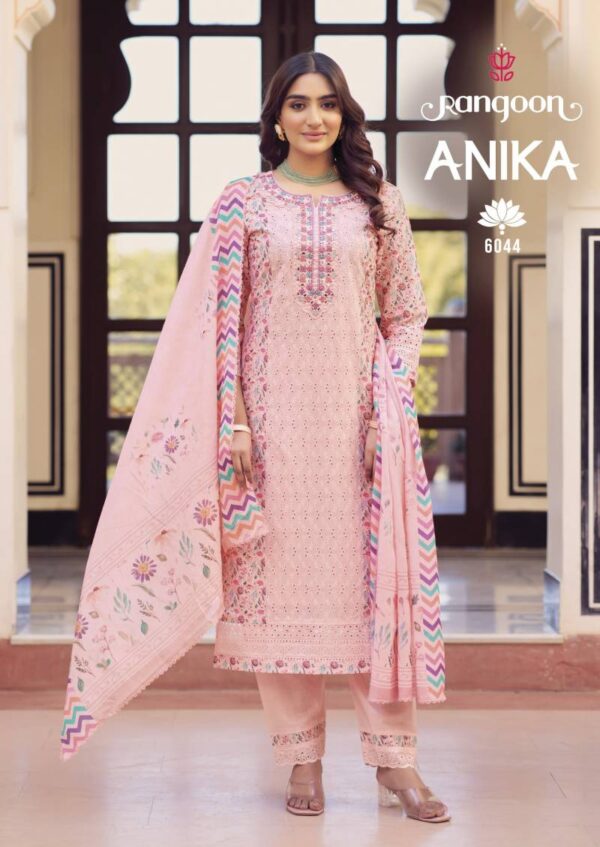 Rangoon Anika Cotton With Khatli Handwork Kurti Bottom With Dupatta - Image 3