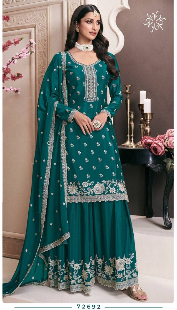 Super Hit 72691 to 72696 Chinon Embroidered Salwar Suits Collection - Image 4