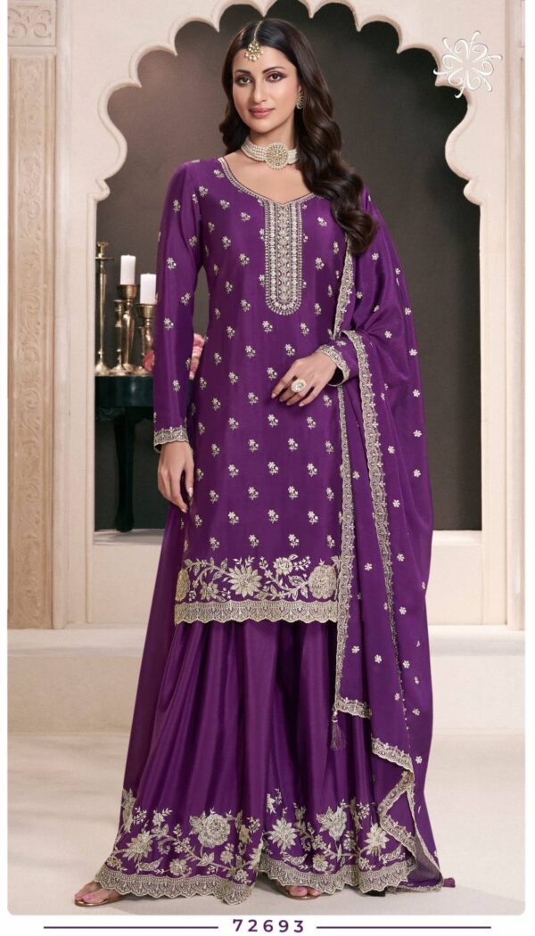 Super Hit 72691 to 72696 Chinon Embroidered Salwar Suits Collection - Image 5