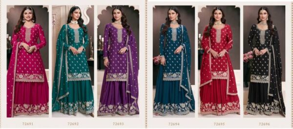 Super Hit 72691 to 72696 Chinon Embroidered Salwar Suits Collection - Image 8