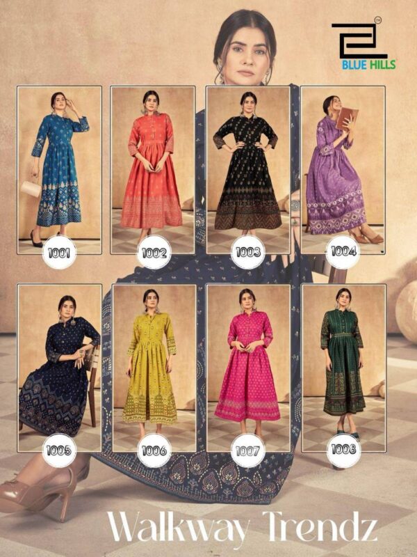 Blue Hills Walkway Trendz Rayon Foil Printed Kurti Collection - Image 9