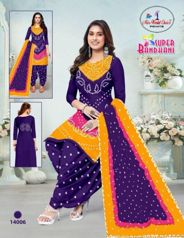 Miss World Super Bandhani Vol 14 Cotton Printed Patiyala Dress Material Collection - Image 11