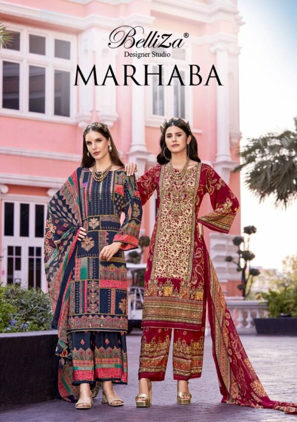 Belliza Marhaba Crepe With Handwork Dress Material Collection