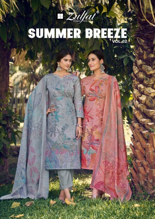 Zulfat Summer Breeze Vol 2 Cotton Printed Dress Material