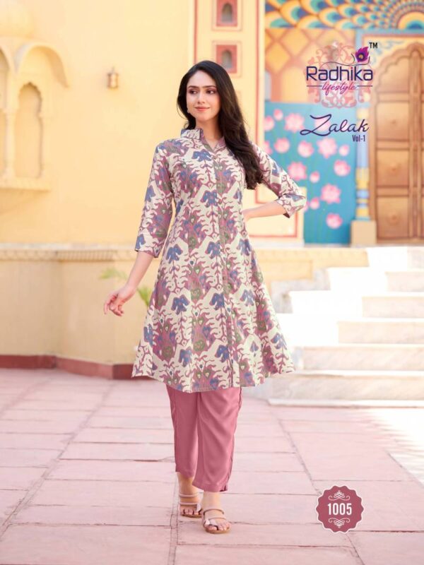 Radhika Zalak Vol 1 Rayon Discharge Foil Printed Co Ord Set - Image 8