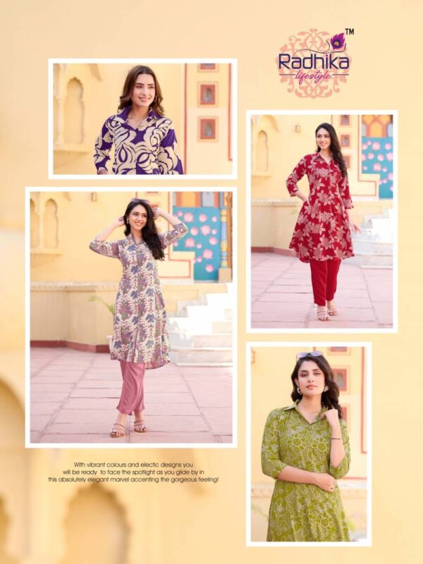 Radhika Zalak Vol 1 Rayon Discharge Foil Printed Co Ord Set - Image 9