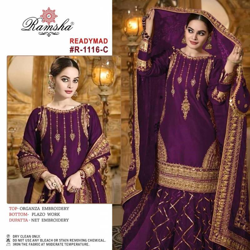 Ramsha R 1116 Organza Ready Made Suits Collection - Image 3