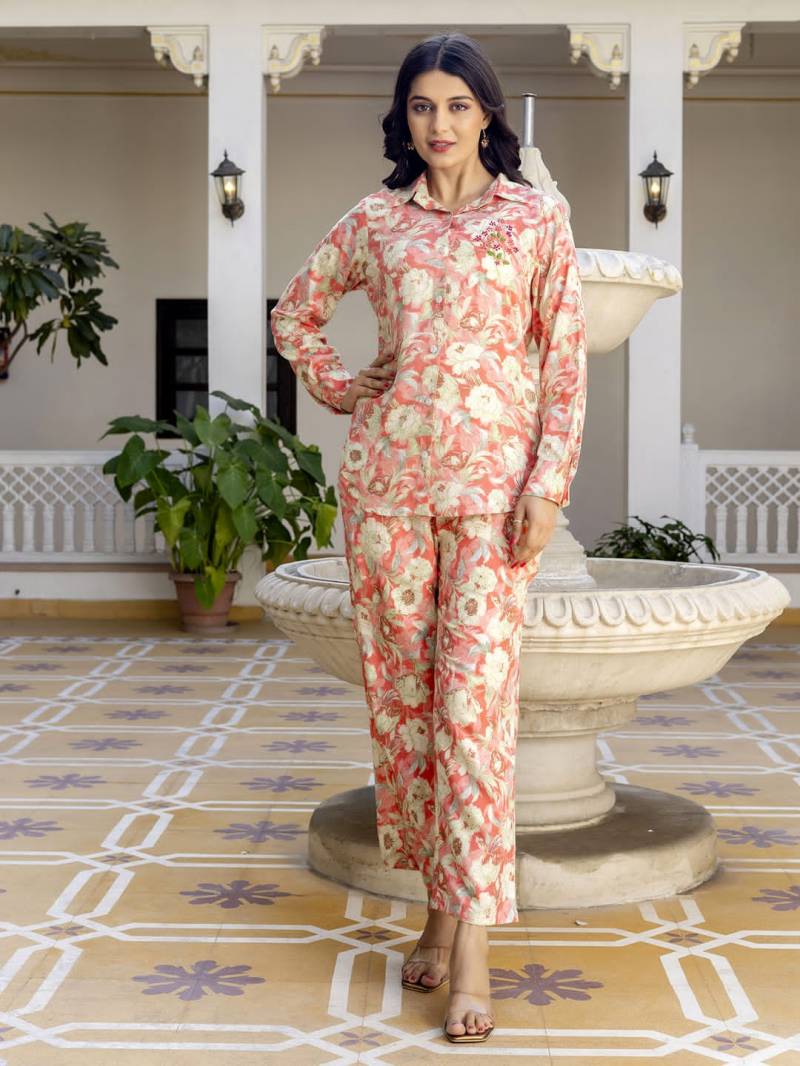 Ziyaa Vol 72 Rayon Foil Printed Casual Wear Co Ord Set