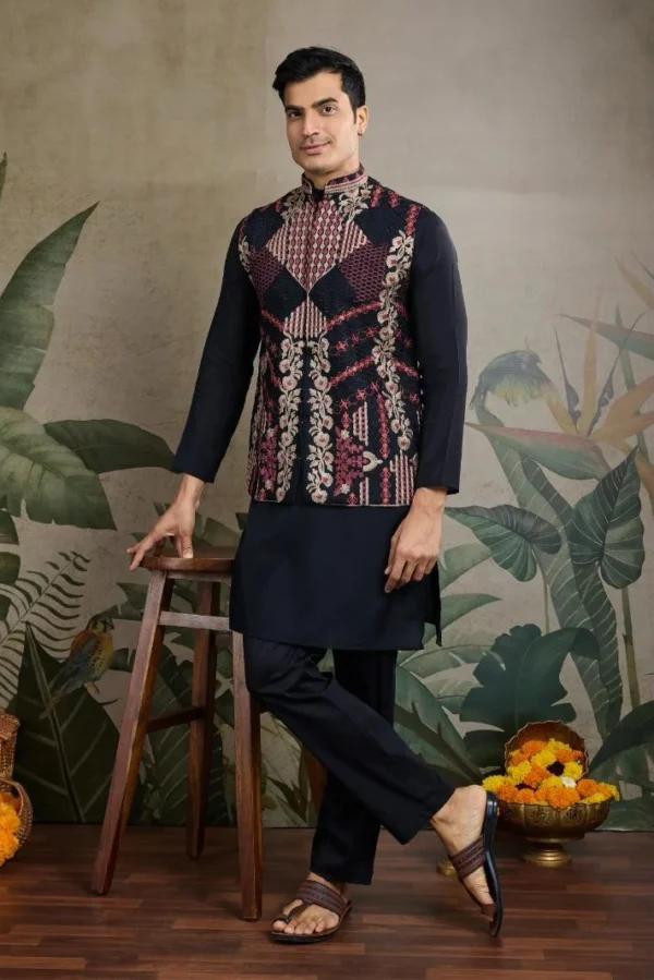 Shubhvastra Rajwada Attire 2 Viscose Silk Mens Kurta With Koti