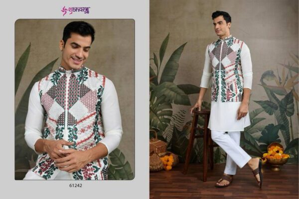 Shubhvastra Rajwada Attire 2 Viscose Silk Mens Kurta With Koti - Image 3