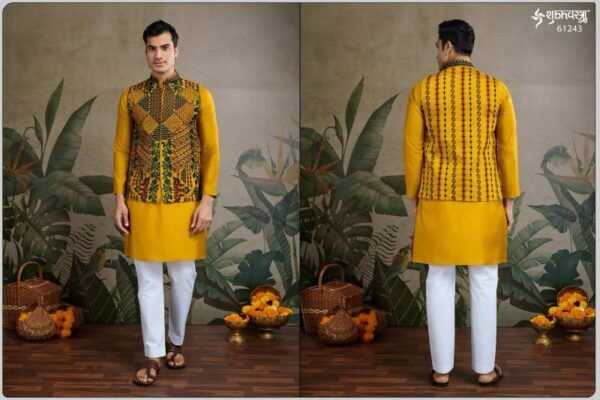 Shubhvastra Rajwada Attire 2 Viscose Silk Mens Kurta With Koti - Image 5