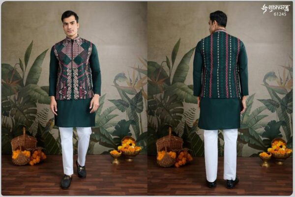 Shubhvastra Rajwada Attire 2 Viscose Silk Mens Kurta With Koti - Image 8