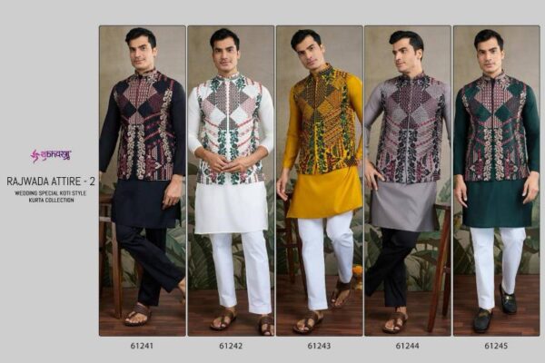 Shubhvastra Rajwada Attire 2 Viscose Silk Mens Kurta With Koti - Image 12