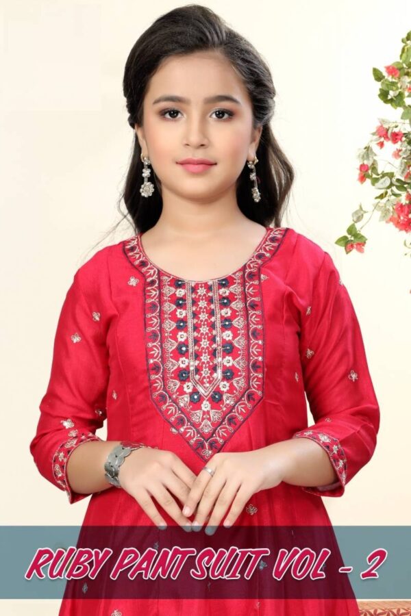 Ruby Pant Suit Vol 2 Vichitra Silk Kids Wear Collection