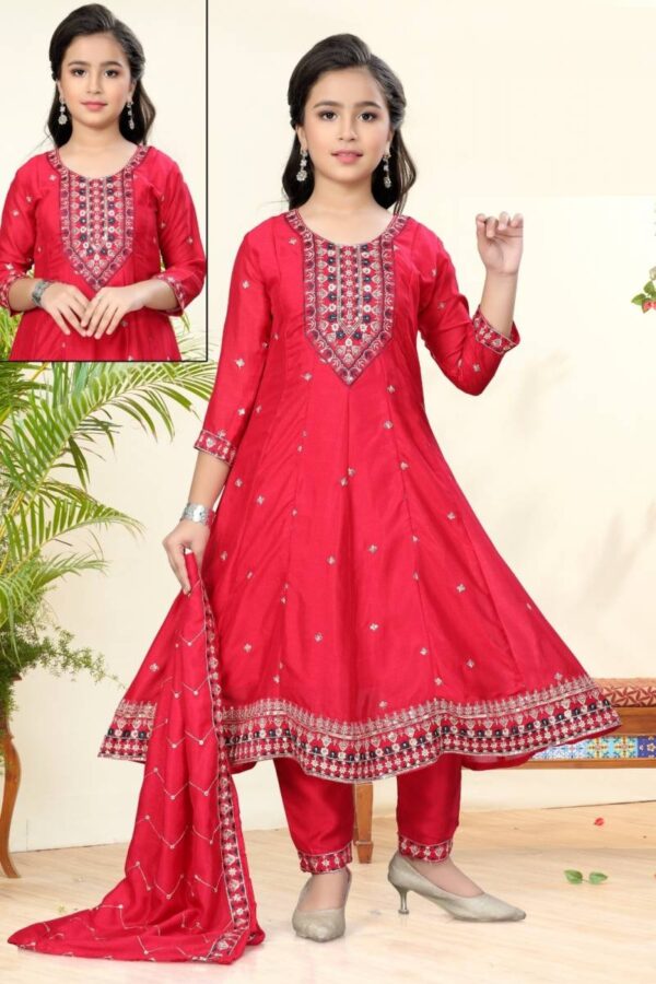 Ruby Pant Suit Vol 2 Vichitra Silk Kids Wear Collection - Image 3