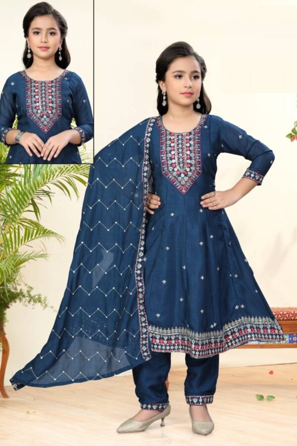 Ruby Pant Suit Vol 2 Vichitra Silk Kids Wear Collection - Image 2