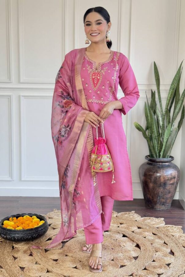 Dhubhakti 1 Gajri Viscose Chanderi Kurti Bottom With Dupatta