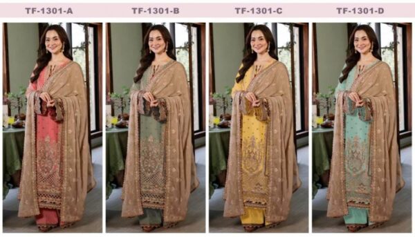Super Hit Pakistani 1301 A to D Embroidered Georgette Suits Collection - Image 6