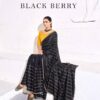 Kala Jamun Black Berry Satin With Zarkan Handwork Saree Collection