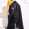 Kala Jamun Black Berry Satin With Zarkan Handwork Saree Collection - Image 3