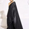 Kala Jamun Black Berry Satin With Zarkan Handwork Saree Collection - Image 4