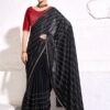 Kala Jamun Black Berry Satin With Zarkan Handwork Saree Collection - Image 2
