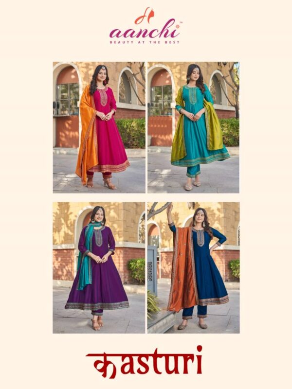 Aanchi Kasturi Vichitra Silk Kurti Bottom With Dupatta Collection - Image 6
