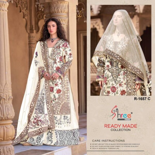 Shree R 1657 Organza Embroidered Ready Made Pakistani Salwar Suits - Image 4